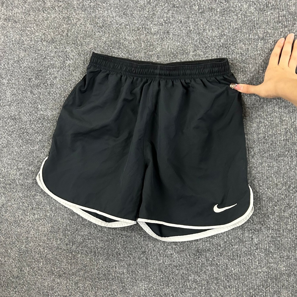 Nike Shorts Womens Size XS Black Dri-Fit Slim Fit Running Athletic White Trim